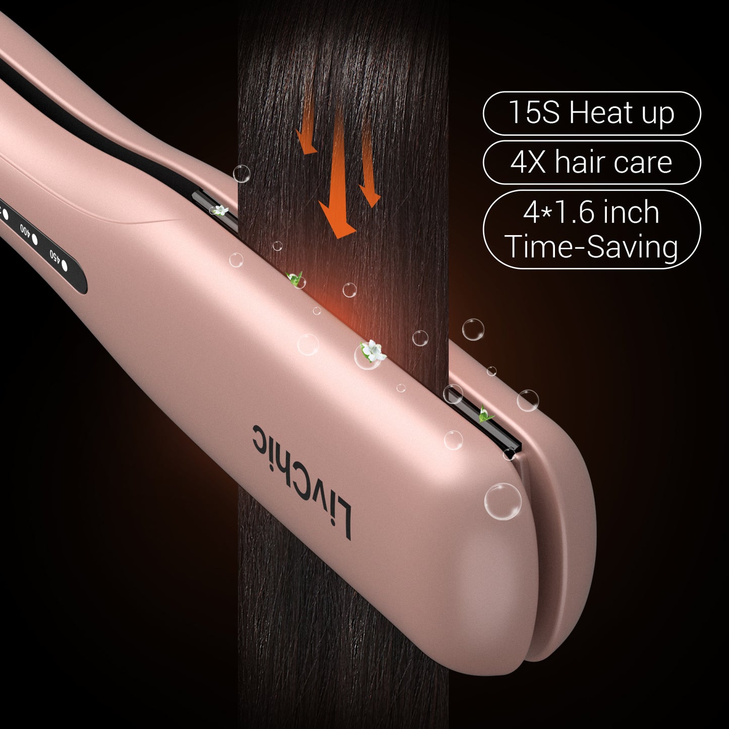 Pelurus rambut datar lebar LivChic LS304 (1,5 inci)