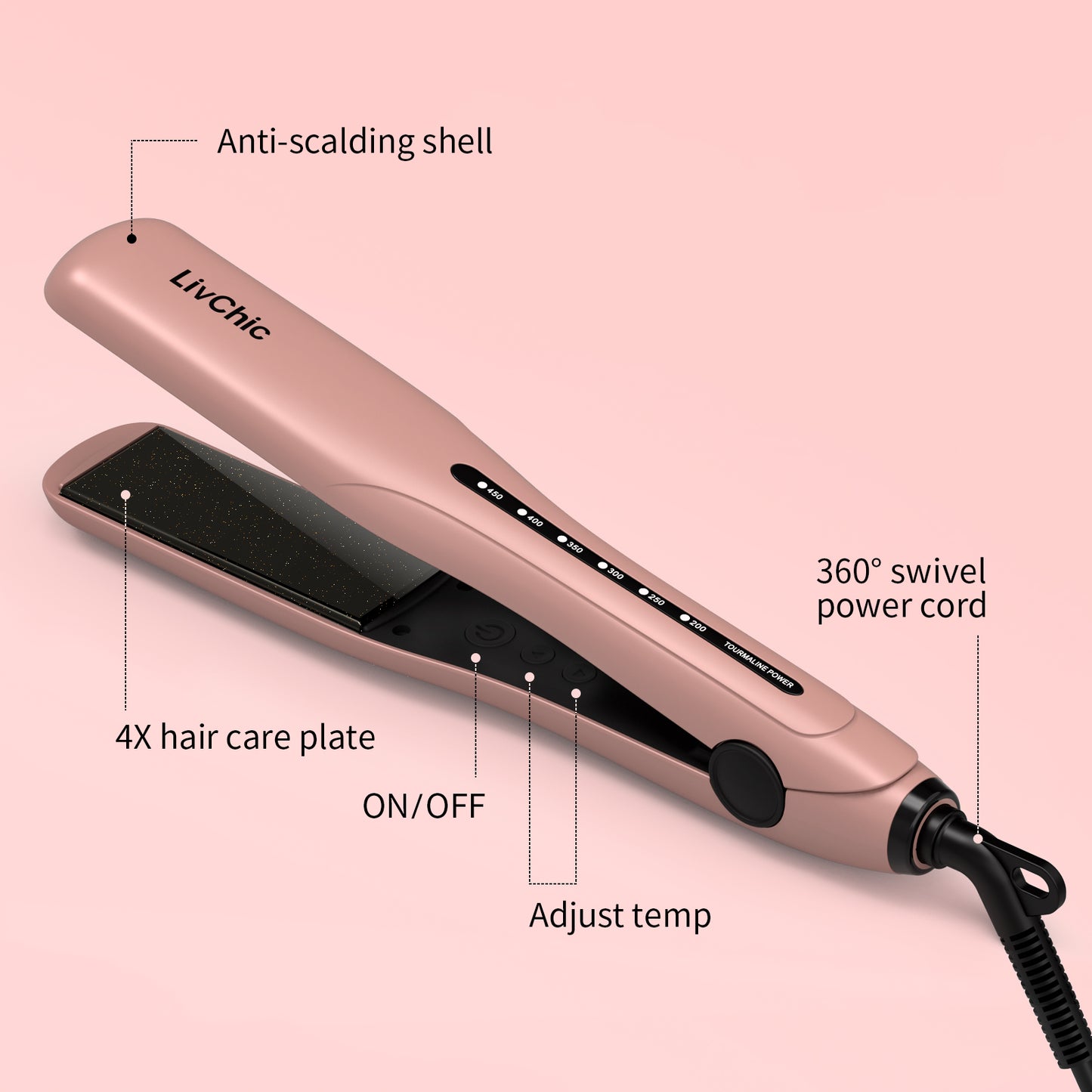 Pelurus rambut datar lebar LivChic LS304 (1,5 inci)