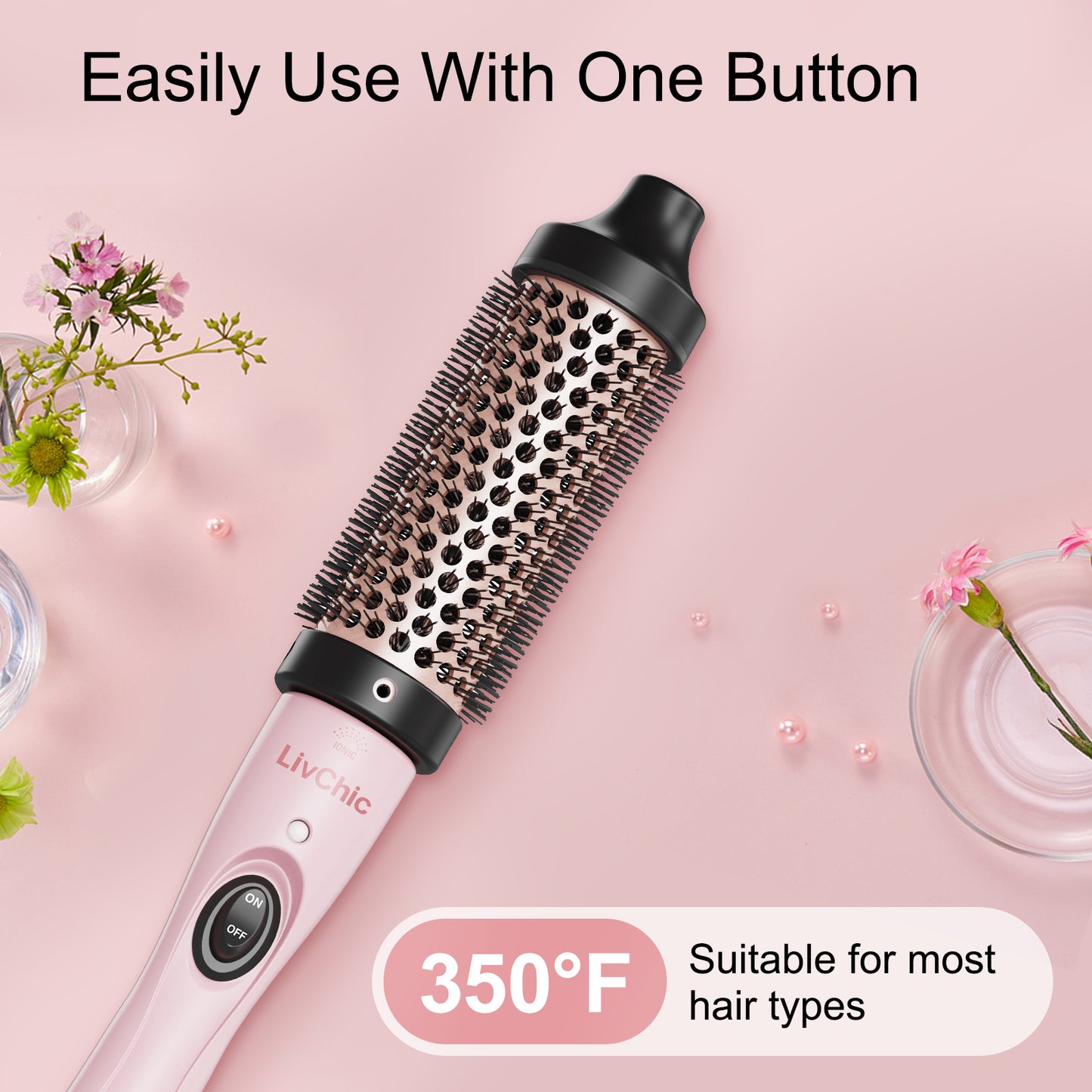 Sikat Termal LivChic 1 1/2 Inch Sikat Bulat Berpemanas Tampilan Blowout