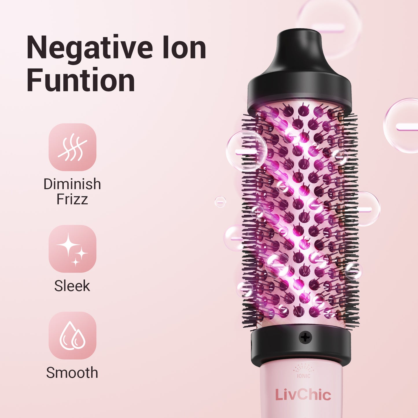 Sikat Termal LivChic 1 1/2 Inch Sikat Bulat Berpemanas Tampilan Blowout 