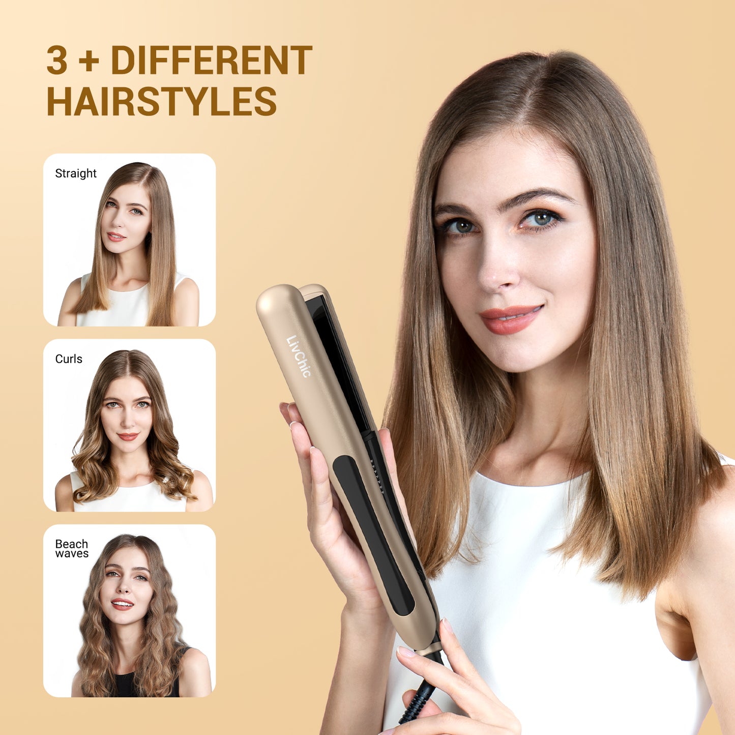 Livchic Ceramic Tourmaline Flat Iron Straightens and Curls 2 in 1 hair straightener LS309