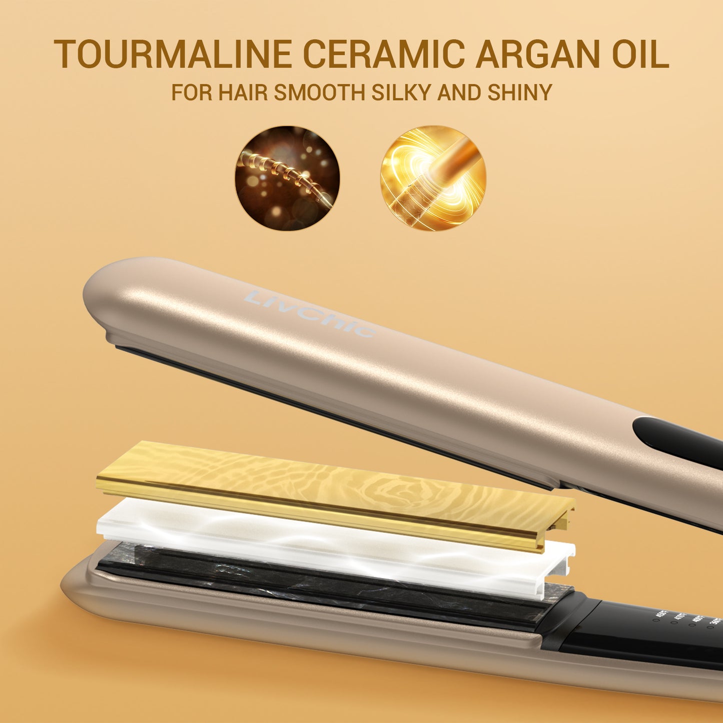Livchic Ceramic Tourmaline Flat Iron Straightens and Curls 2 in 1 hair straightener LS309