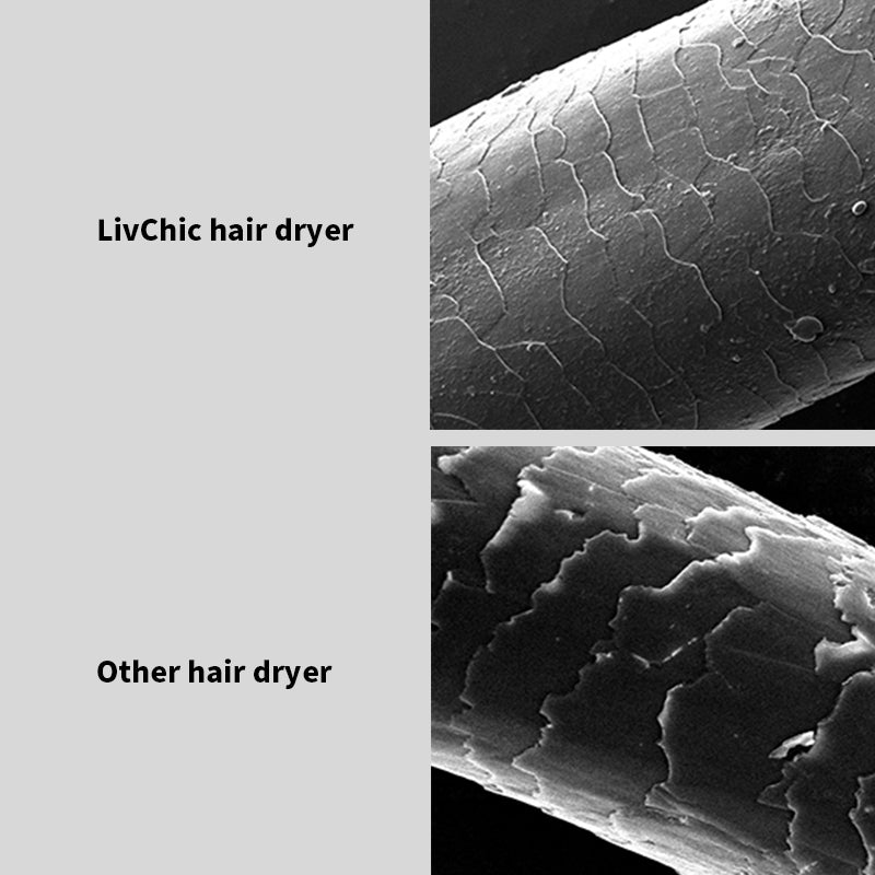 Pengering Rambut Ion Negatif Profesional LivChic Dengan Angin Kencang Berkekuatan Tinggi, Pengaturan Dingin Dengan 1 Nozel Ringan