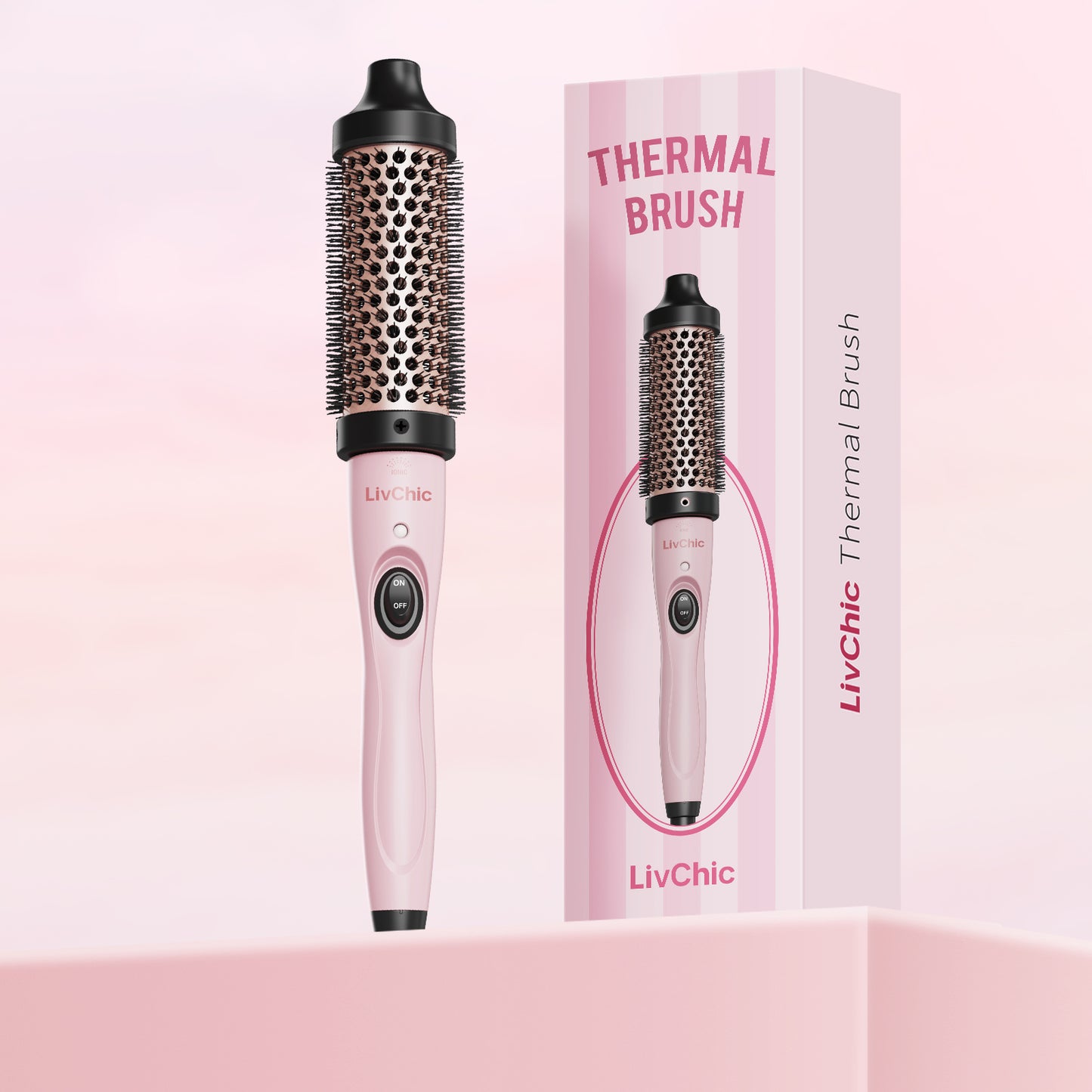 Sikat Termal LivChic 1 1/2 Inch Sikat Bulat Berpemanas Tampilan Blowout 